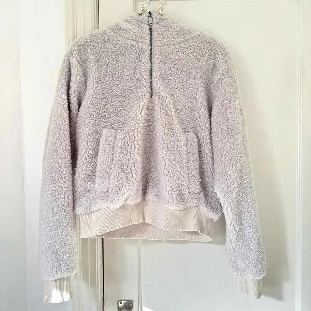 Lululemon Textured Fleece 1/2 Zip Hoodie - White Opal - 8